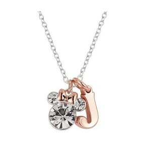 Minnie Mouse Rose Gold  Silver Plated Crystal Initial J necklace